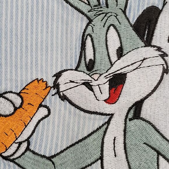 Vintage 90s Looney-Tunes Button Shirt XL 25x31 Pinstripe - Picture 12 of 16